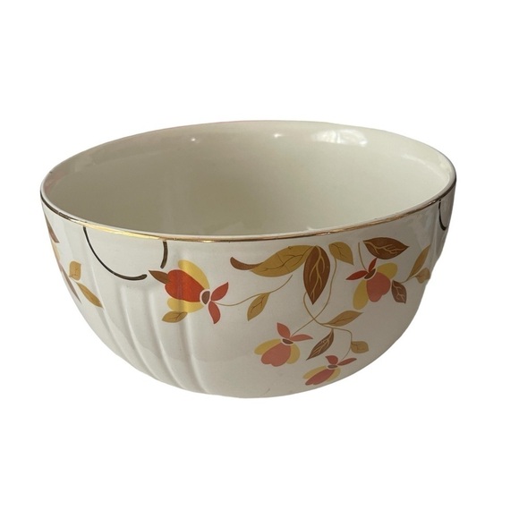 Halls Superior Autumn Leaf 9 inch Mixing Bowl Dunbar Gold Trim Vintage large - Picture 2 of 4